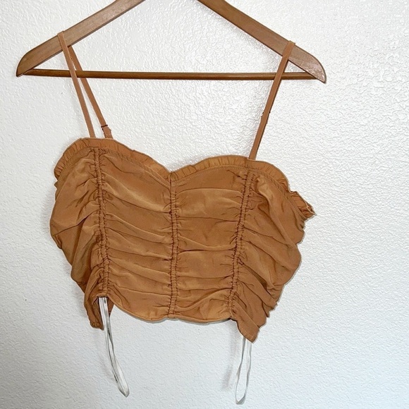 Forever21 Women’s Camel Club Party Ruched Cropped Tank Top NEW - Picture 1 of 10